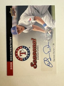 2008 Upper Deck Documentary German Duran Seasonal Signatures Auto Texas Rangers - Picture 1 of 2