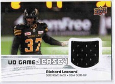 2018 UPPER DECK CFL FOOTBALL UD GAME JERSEY CARDS (GJ-XX) U-Pick From List