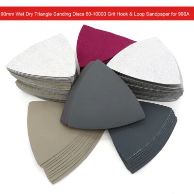 Wet Dry Triangle Sanding Discs Pads Hook Loop Sandpaper Sheets 60 - 10000 Grit