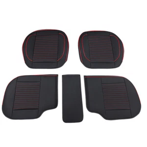 3PCS Black Pad Mat Car Front Rear Seat Cover Cushion PU Leather Protector Trims - Picture 1 of 12