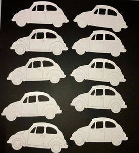 10 adornos troquelados de papel cartucho BEETLE CAR - Imagen 1 de 29