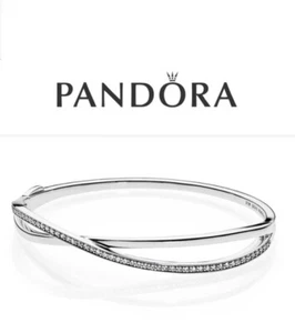 New 100% Genuine Authentic Pandora Silver Entwined Bangle 590533CZ-S2 Retired - Picture 1 of 7