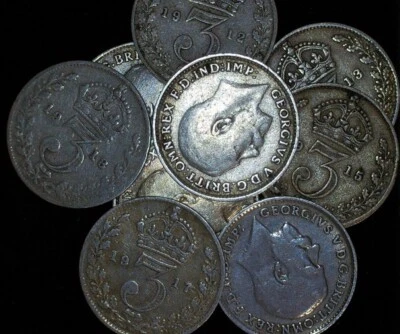 Silver Threepence. George V. 1911-19. Choice of year. - Image 1 of 2