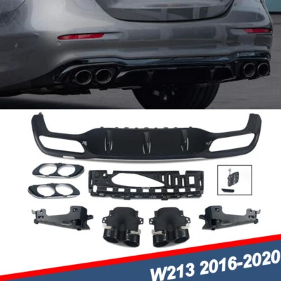 For 2016-20 Mercedes Benz W213 E300 E43 Rear Bumper Diffuser W/ Exhaust Tips - Image 1 of 4