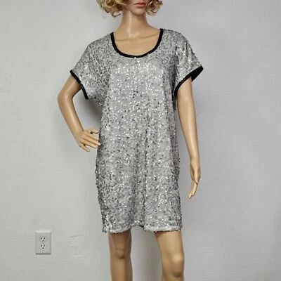 Victoria's Secret Dress Sequined Faux Leather Trim Sz M Sexy Party Holiday - Image 1 of 4