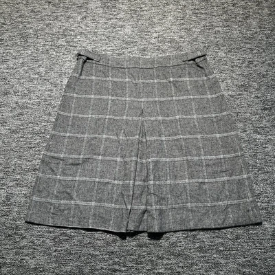 Joseph Midi Skirt UK Size Grey Checked A-Line Wool Blend Plaid Workwear Smart - Image 1 of 4
