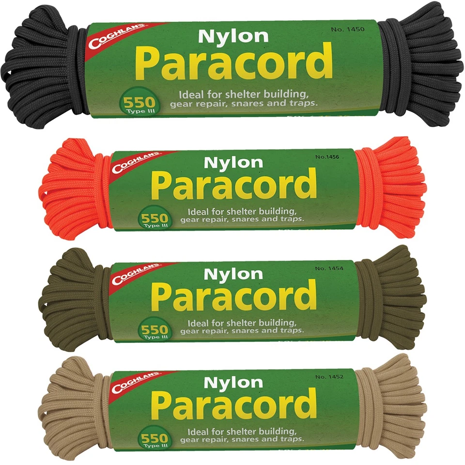 Coghlan's Nylon Paracord, 50' cabo comercial 550, corda de emergência de sobrevivência - Imagem 1 de 1