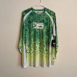 Pelagic Vaportek Dorado Green Performance Fishing Shirt Long Sleeve Size XL NWT - Picture 1 of 4