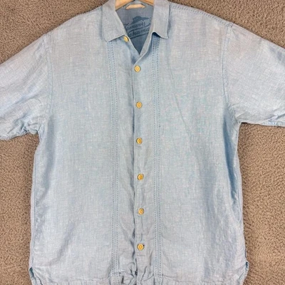 Tommy Bahama Shirt Mens XL Blue Linen Button Up Short Sleeve Beach Summer Casual - Image 1 of 4