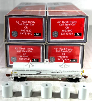 SCALETRAINS N SCALE 42' THRALL-TRINITY COIL CAR W/ COIL LOAD 4-PK CR SXT33538 - Image 1 of 3