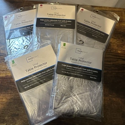 Lot of 5 Mainstays Vinyl Table Protectors – 60” x 84” & 70” Round – New Sealed - Image 1 of 4