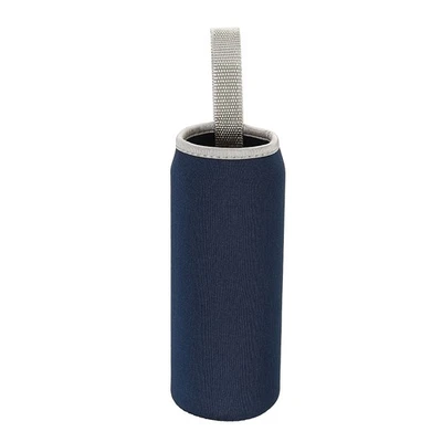 Pacote com 2 garrafas de água 500 ml garrafa de vidro transportadora de neoprene manga azul marinho - Imagem 1 de 4