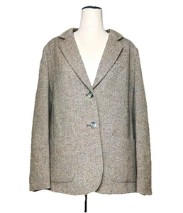 Jimmy Hourihan Herringbone Tweed Blazer Pure New Wool Made In Ireland Women’s 12 - Picture 1 of 9