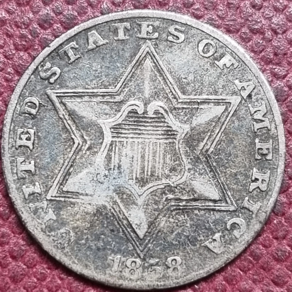 1858 Three Cent Piece 3c Silver Trime Higher Grade XF #96651 - Image 1 of 2