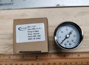 NEW Chem Oil 102D-158C Gauge CHROME 1-1/2" 0-30 psi Brass Internal CBM 1/8" NPT - Picture 1 of 6