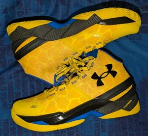 Under Armour Curry 2 Double Bang Yellow Basketball Shoes 3026281-700 Men Sz 10.5 - Picture 1 of 11