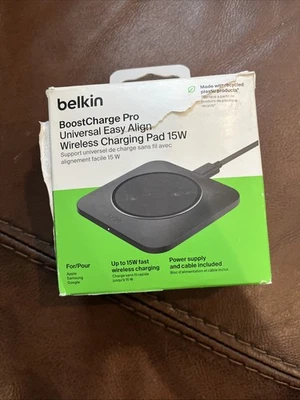 Cargador rápido Belkin BoostCharge Pro 15W Easy Align Wireless Pad - negro Foto 1 de 2