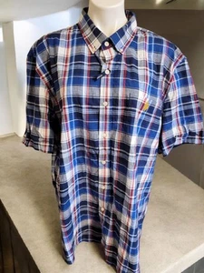 US Polo Assn Button Down Men's Shirt Blue Plaid Short Sleeve - Sz 3XL NWOT - Picture 1 of 5