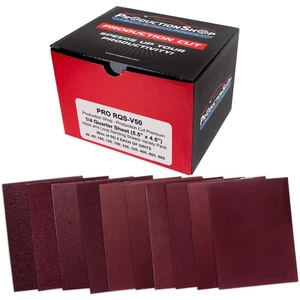 1/4 Sheet Red Sanding Sheets, 50 Sheet Variety Pack, Hook & Loop Sandpaper - Picture 1 of 5