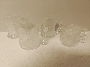 Juego de 4 tazas de vidrio Picapiedra McDonalds 1993 vintage café esmerilado té - Imagen 1 de 6