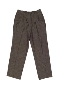 Pantalones de vestir plisados a cuadros blancos ciervo marrón, 12 promedio (C19) - Imagen 1 de 8
