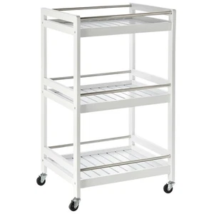 3-Tier Rolling Kitchen Trolley Cart with Steel Trays & Wheels – White - Picture 1 of 13