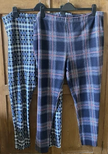 TU Check Plaid Tapered Warm Stretch Pants Trousers X 2 Pairs Bundle SIZE UK 20 - Picture 1 of 13