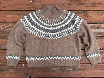 Suéter Pullover Gap Fair Isle Mujer Lana Suave Alpaca Cuello Simulado Marrón Talla Grande Foto 1 de 4