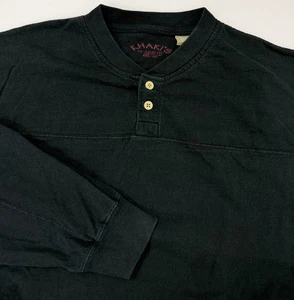 Vintage Y2K Henley Shirt Men XL Oversize Minimal Heavy Cotton Faded Black Grunge - Picture 1 of 15