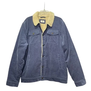 Marine Layer Men's Boise Sherpa Trucker Corduroy Jacket Blue XLarge - Picture 1 of 6