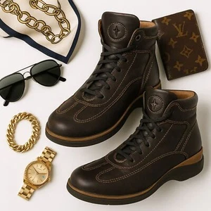 Cesare Paciotti 4US Leder Stiefeletten schwarz/braune Nähte - Größe EU 41 / US 9 - Bild 1 von 10