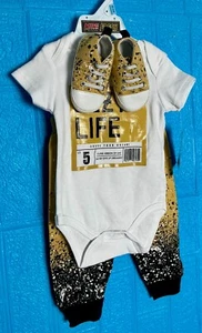 MINI FRESH BABY INFANT 3 PC SET TOP PANTS AND SHOE SIZE 6 - 9 MONTHS - Picture 1 of 3