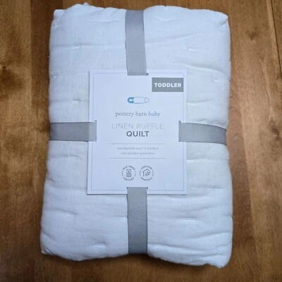 COLCHA DE LINO BELGA CON VOLANTES NIÑOS GRANERO DE CERÁMICA ~ BLANCA Foto 1 de 4