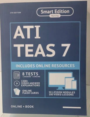 ATI TEAS 7 Study Guide: Smart Edition Nursing   5Th Ed PB/LN  SHIPS FREE - Image 1 of 4