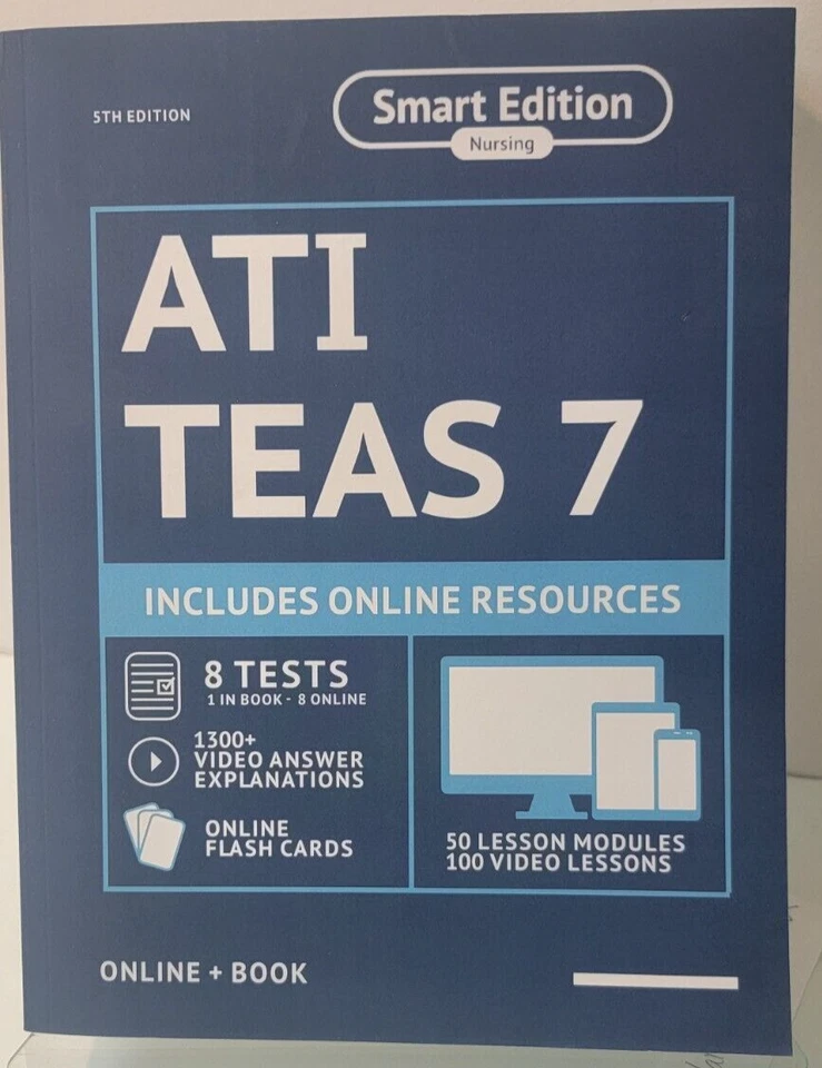 ATI TEAS 7 Study Guide: Smart Edition Nursing   5Th Ed PB/LN  SHIPS FREE - Image 1 of 4