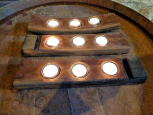 3 x Teelichthalter aus Holz Eichenholz Eiche Fassdaube Kerzenhalter 33 cm - Bild 1 von 6