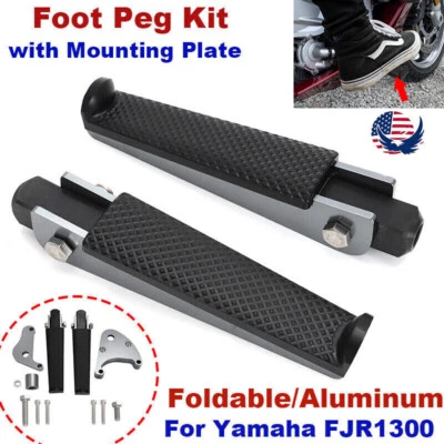 For Yamaha FJR1300 Folding Highway Foot Pegs & Mounting Plate FJR1300A FJR1300AE — 第 1/4 张图片