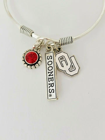 Sooner's University Of Oklahoma Bangle Charm Bracelet Football NCAA- Logo Cover