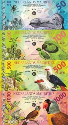Netherlands Mauritius set 4 Polymer 50 100 500 1000 Gulden 2016 Private Fantasy - Image 1 of 3