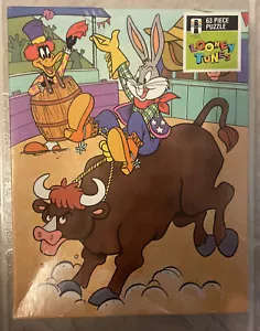 VTG New Sealed Looney Tune Rodeo Bugs Bunny Daffy Duck 63 Pc Jigsaw Puzzle 1990 - Picture 1 of 4