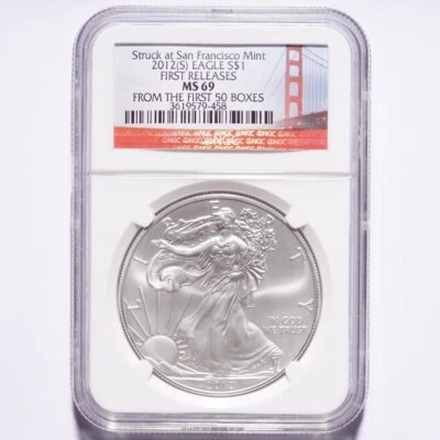 2012(S) Silver American Eagle NGC MS69 First Releases - Image 1 of 2