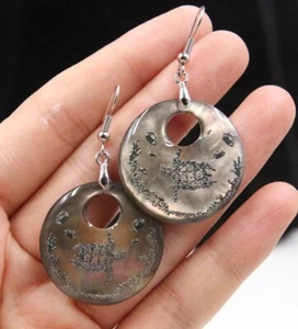 Natural Turtle Mother of Pearl Shell Dangle Drop Earrings Women Jewelry DA303-A - Picture 1 of 4