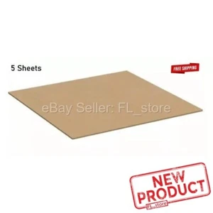 5 PACK Cardboard Sheets 36" x 36" Corrugated Kraft 5/32" Thick Single Wall 3 Ft - Picture 1 of 12