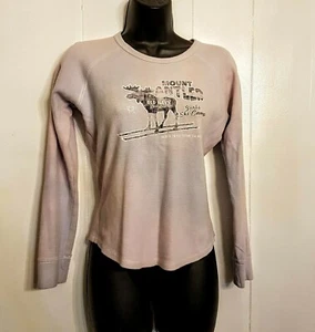 Old Navy Cotton Shirt size 16 Girl's Ski Camp Holiday Blue Moose Waffle Knit Top - Picture 1 of 5