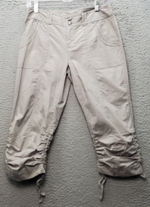 INC International Concepts Pants Womens 4P Tan High Waisted Curvy Fit Ruched Hem - Picture 1 of 7