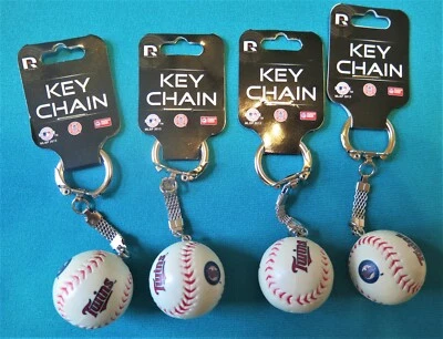 FOUR (4) MINNESOTA TWINS PLASTIC, BASEBALL KEY CHAINS FROM RICO INDUSTRIES - Image 1 of 2
