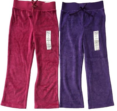 Nuevo con etiquetas Lote de 2 pares de pantalones de terciopelo rosa y púrpura talla 6 etiquetas nuevas de $40 para niñas Foto 1 de 4
