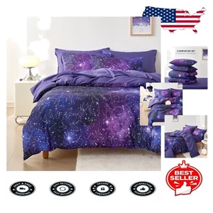 Celestial Constellation Comforter Set - Indigo Purple, Twin/Twin XL 3-Piece Set - Bild 1 von 9