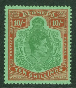 SG 119f Bermuda 1938-53. 10/- grün & stumpf rot/grün. Eine feine frische unmontierte... - Bild 1 von 1