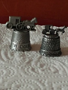 2 Amish Country Wagon Thimbles, Pewter. - Picture 1 of 3